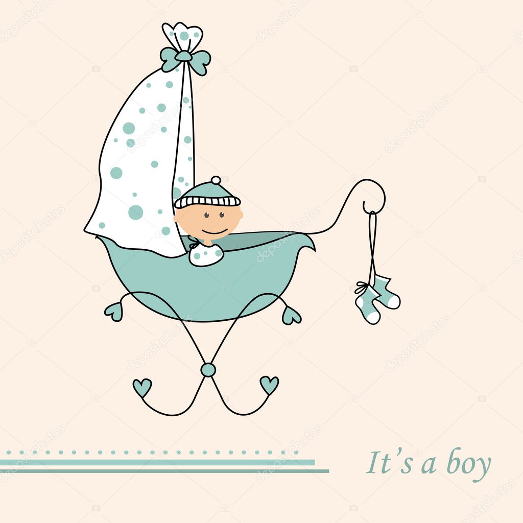 Baby boy arrival announcement retro card
