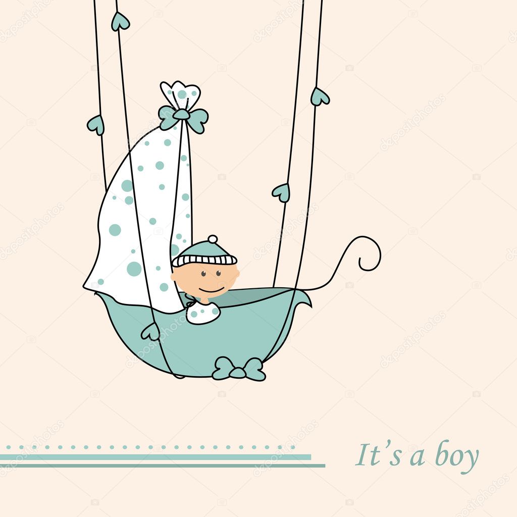 Baby boy arrival announcement retro card
