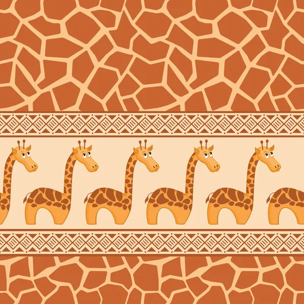Naadloze patronen met schattige giraffe en giraffe huid. — Stockvector
