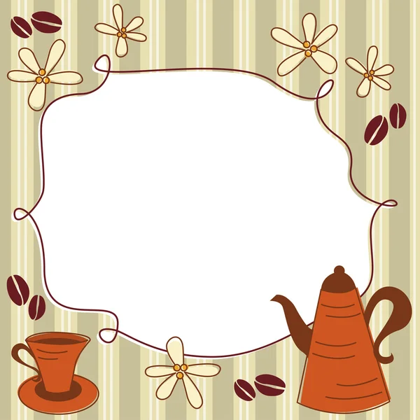 Карточка с кофейником, чашкой и местом для текста — стоковый вектор