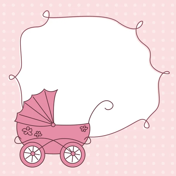 赤ちゃんの女の子の到着お知らせレトロなカード — ストックベクタ