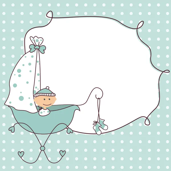 Ρετρό κάρτα ανακοίνωση άφιξης αγόρι μωρό — Διανυσματικό Αρχείο