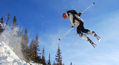 Skier jumping high clipart