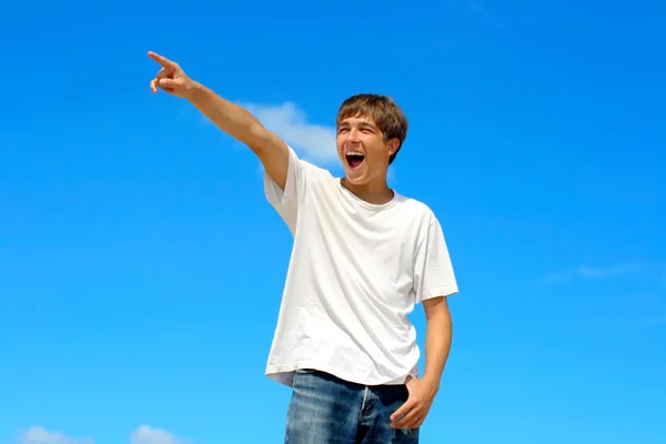 Nastolatek, wskazując — Zdjęcie stockowe