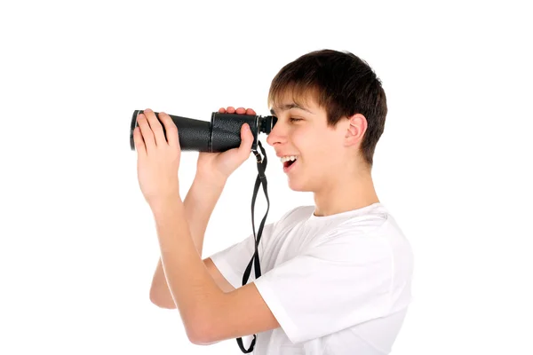 Teenager with monocle — Stock Photo, Image