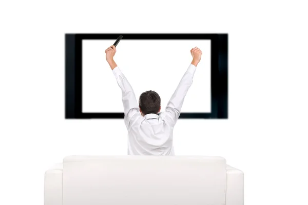 Person and tv set — Stock Photo, Image
