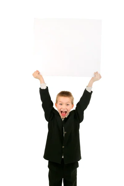 Niño con papel en blanco — Foto de Stock