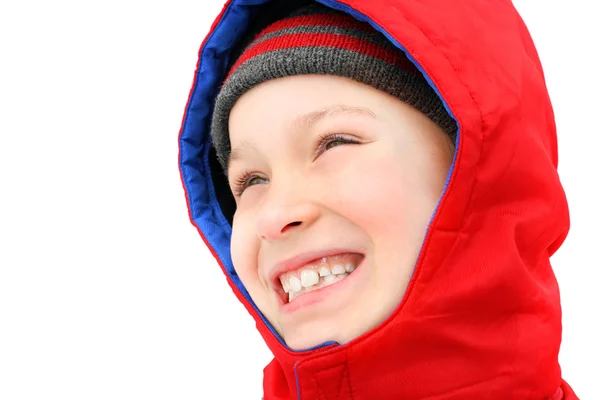 Мальчик зимой — стоковое фото