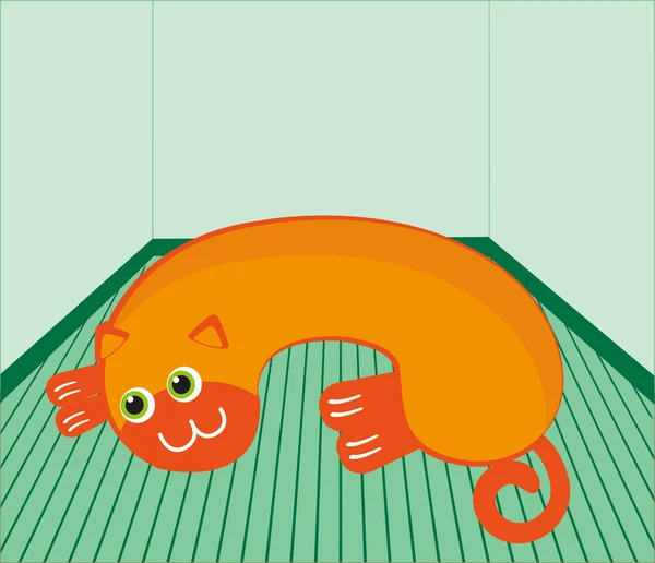 Pomarańczowy kot na podłodze — Zdjęcie stockowe