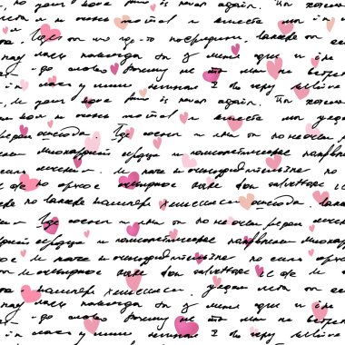 Love note/ Seamless text pattern with hearts clipart