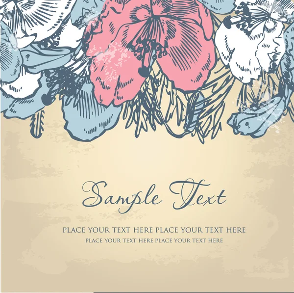 パステル調の花を持つビンテージ背景 — ストック写真
