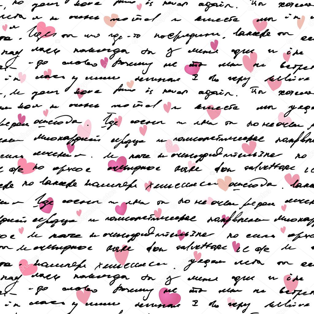 Love note/ Seamless text pattern with hearts