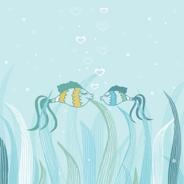 Couple de poissons amoureux. Carte mignonne — Photo