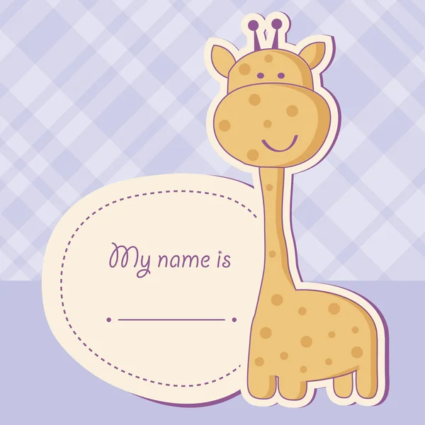귀여운 기린 아기 소년 샤워 카드 — 스톡 사진