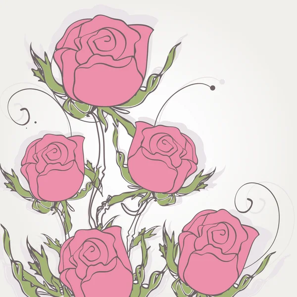 Bloemige achtergrond met roze rozen — Stockfoto