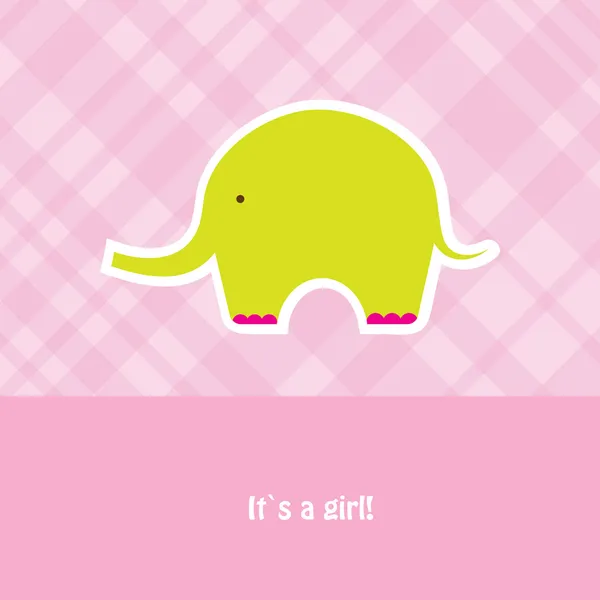 귀여운 코끼리와 함께 있는 여아 샤워 카드 — 스톡 사진