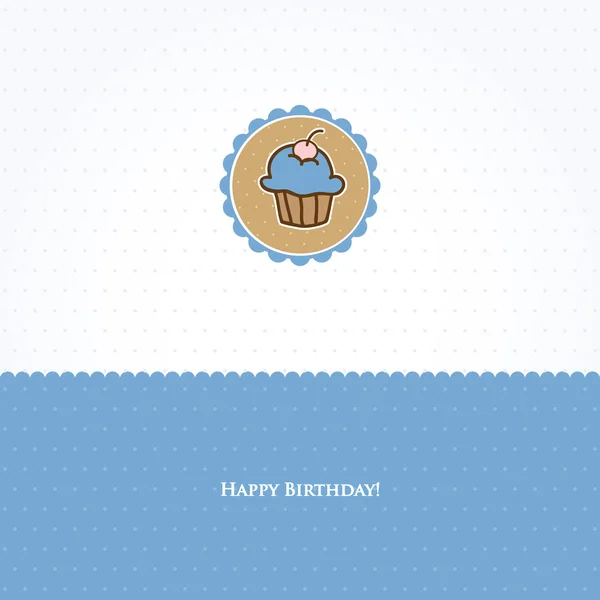 Cartão de aniversário com cupcake bonito — Fotografia de Stock