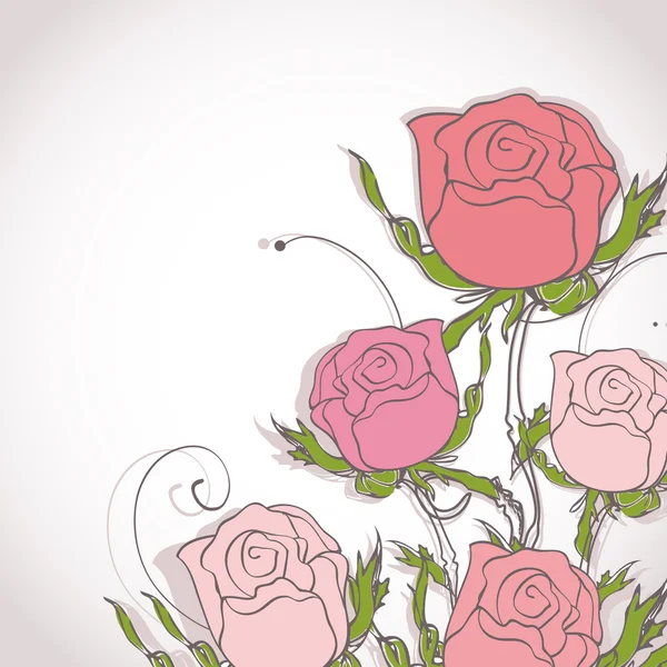 Blommig bakgrund med rosa rosor — Stockfoto