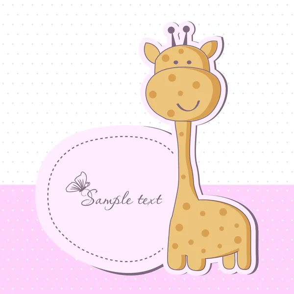 Μωρό κάρτα ντους κορίτσι με το χαριτωμένο καμηλοπάρδαλη — Φωτογραφία Αρχείου
