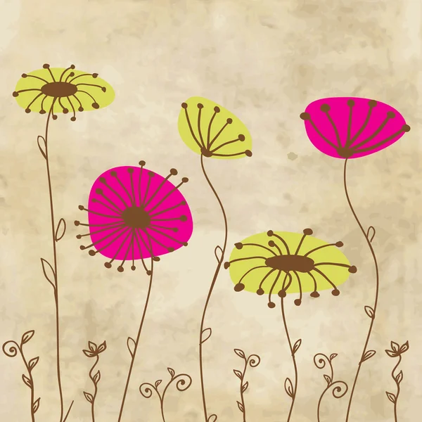 Vintage blommig bakgrund med handen ritade blommor — Stockfoto