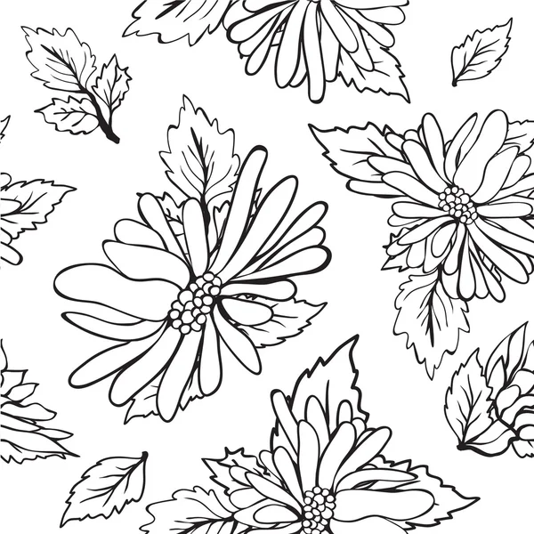 复古花卉背景与手工绘制的花朵 — 图库照片