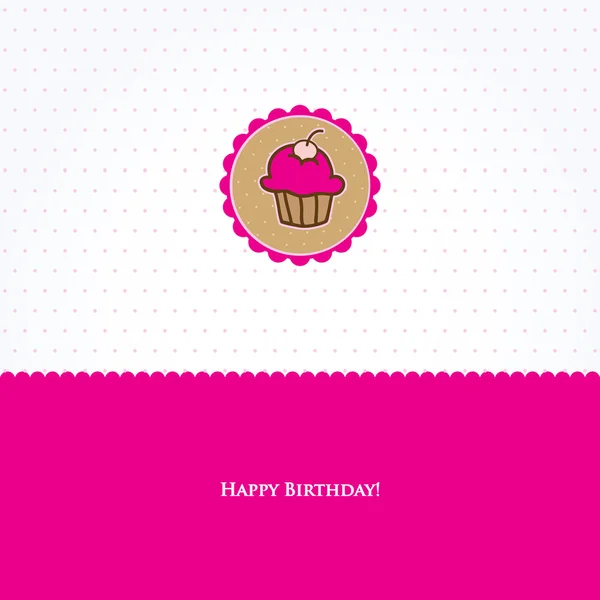 Tarjeta de cumpleaños con cupcake lindo —  Fotos de Stock
