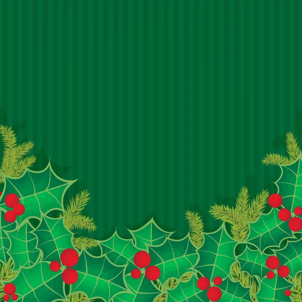 Marco de Navidad con hojas de bayas de acebo — Foto de Stock