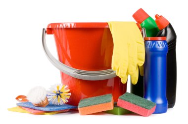 Assortment of means for cleaning isolated clipart