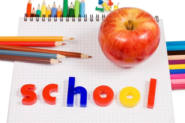 Potloden en apple - concept school — Stockfoto