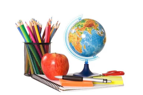 The globe with pencils isolated — Stock Photo, Image