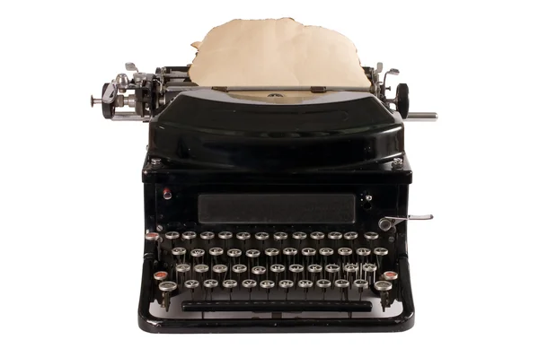 Vecchia macchina da scrivere isolata su sfondo bianco — Foto Stock