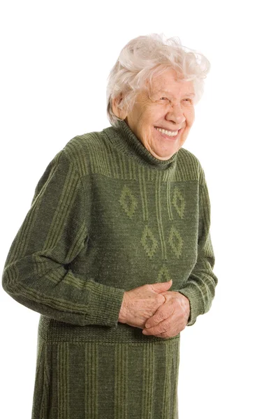 Oude vrouw geïsoleerd op witte achtergrond — Stockfoto