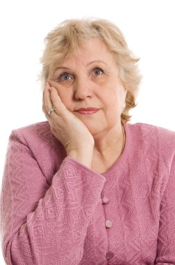 yaşlı kadın üzerinde beyaz izole