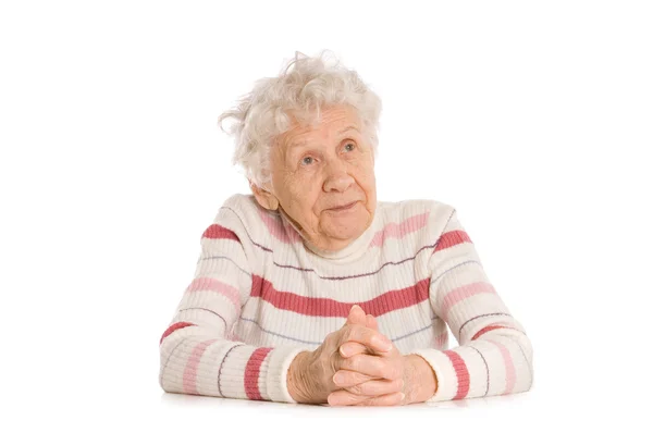 Портрет старої жінки ізольовані на білому — стокове фото