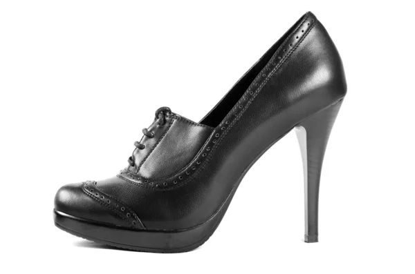 Fekete női cipő elszigetelt fehér — Stock Fotó