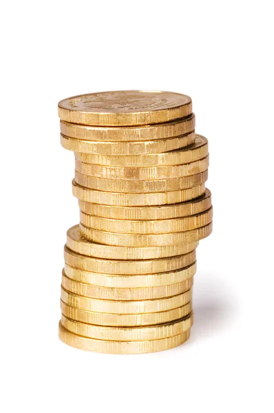 Gouden munten geïsoleerd op witte achtergrond — Stockfoto