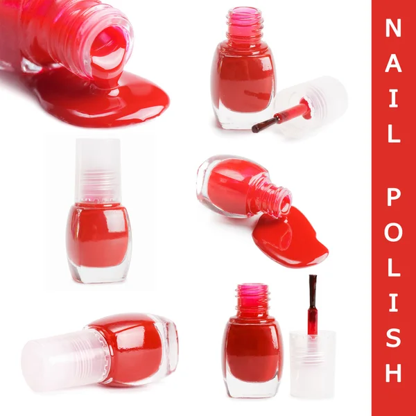 Red nail polish isolated on a white background — Stock Photo, Image