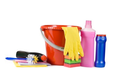 Assortment of means for cleaning isolated clipart