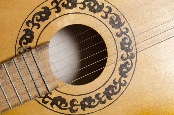 Close-up staré akustická kytara jako pozadí — Stock fotografie