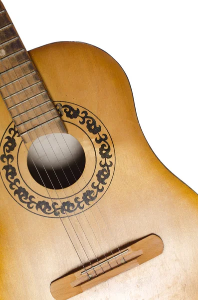 Akustická kytara izolovaných na bílém — Stock fotografie