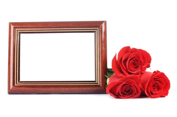 Rode roos met een kader voor een foto — Stockfoto