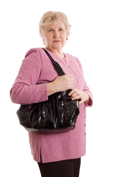 Starsza kobieta z torbą — Zdjęcie stockowe