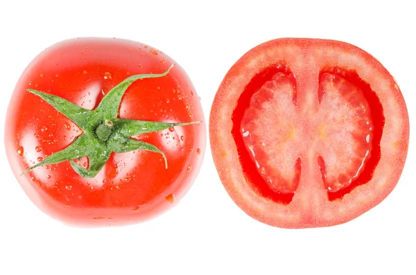 Red fresh tomato isolated on white — Stock Photo, Image