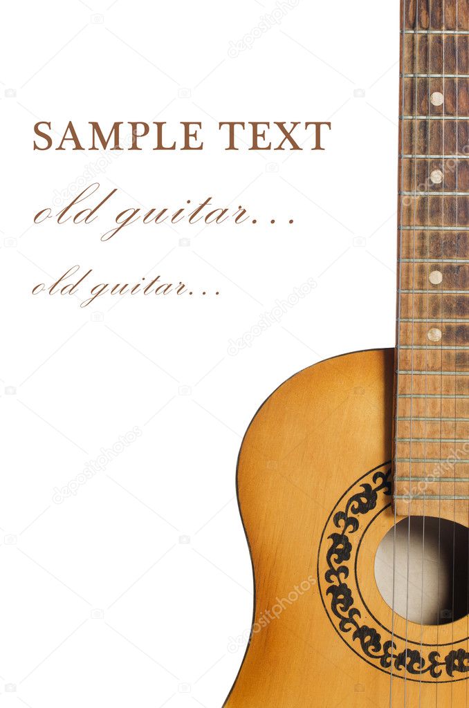 Acoustic guitar isolated on a white