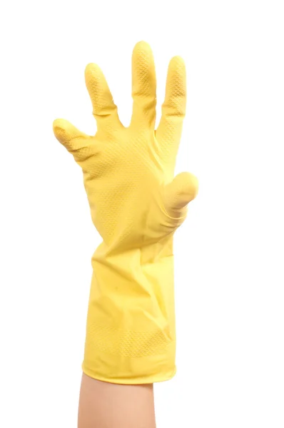 Hand in de handschoen geïsoleerd over Wit — Stockfoto