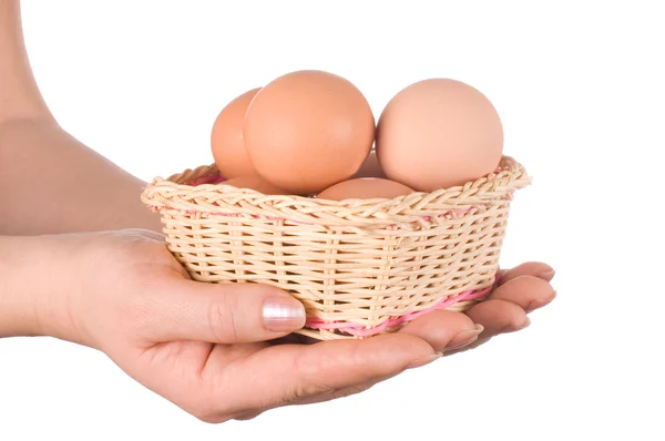 Basket with eggs Stock Image