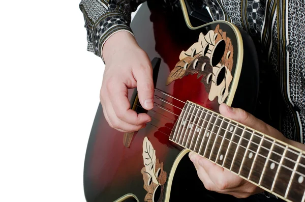 Mężczyzna gra na gitarze elektrycznej — Zdjęcie stockowe