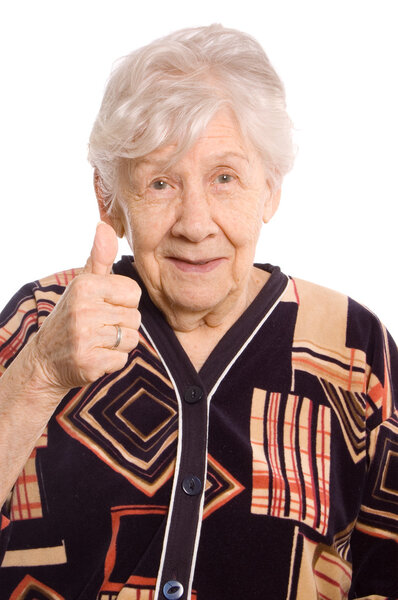 Portrait of the old woman isolated on white