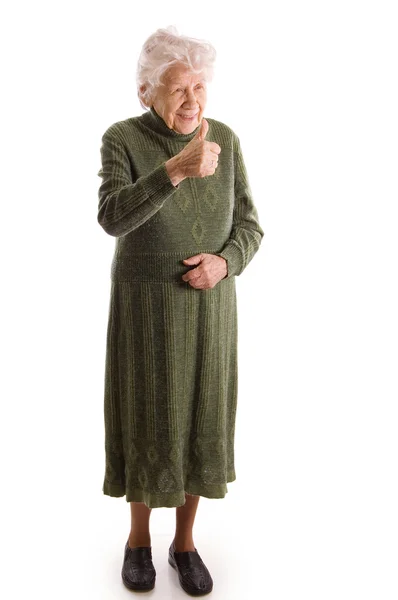 Yaşlı kadın üzerinde beyaz izole — Stok fotoğraf