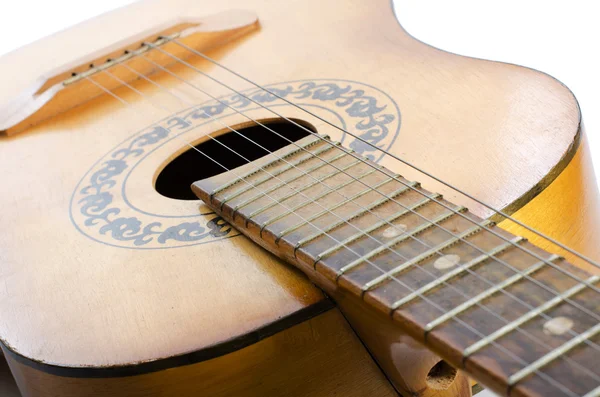 Acoustic guitar isolated on a white — Stock Photo, Image